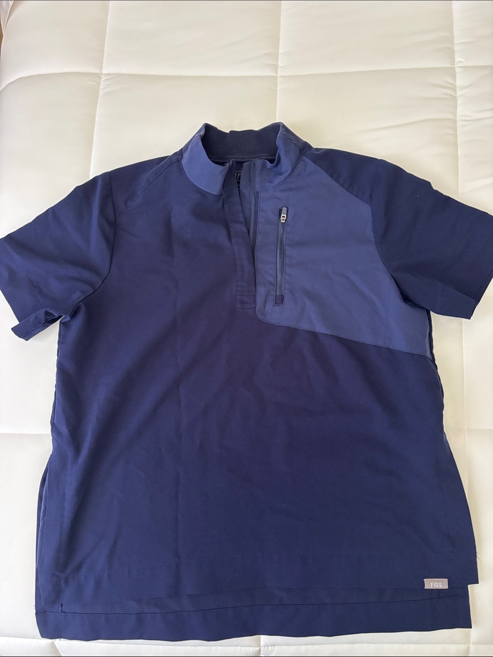 FIGS Navy Jundah Short-Sleeve Zip-Panel Shirt
